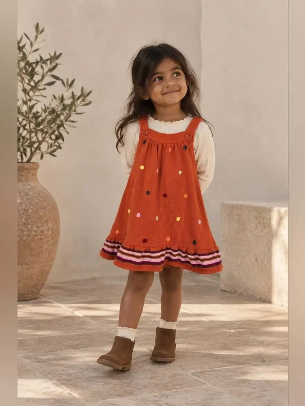Gymboree Girls 3T Orange Knit Jumper Dress Polka Dot Fall Thanksgiving
